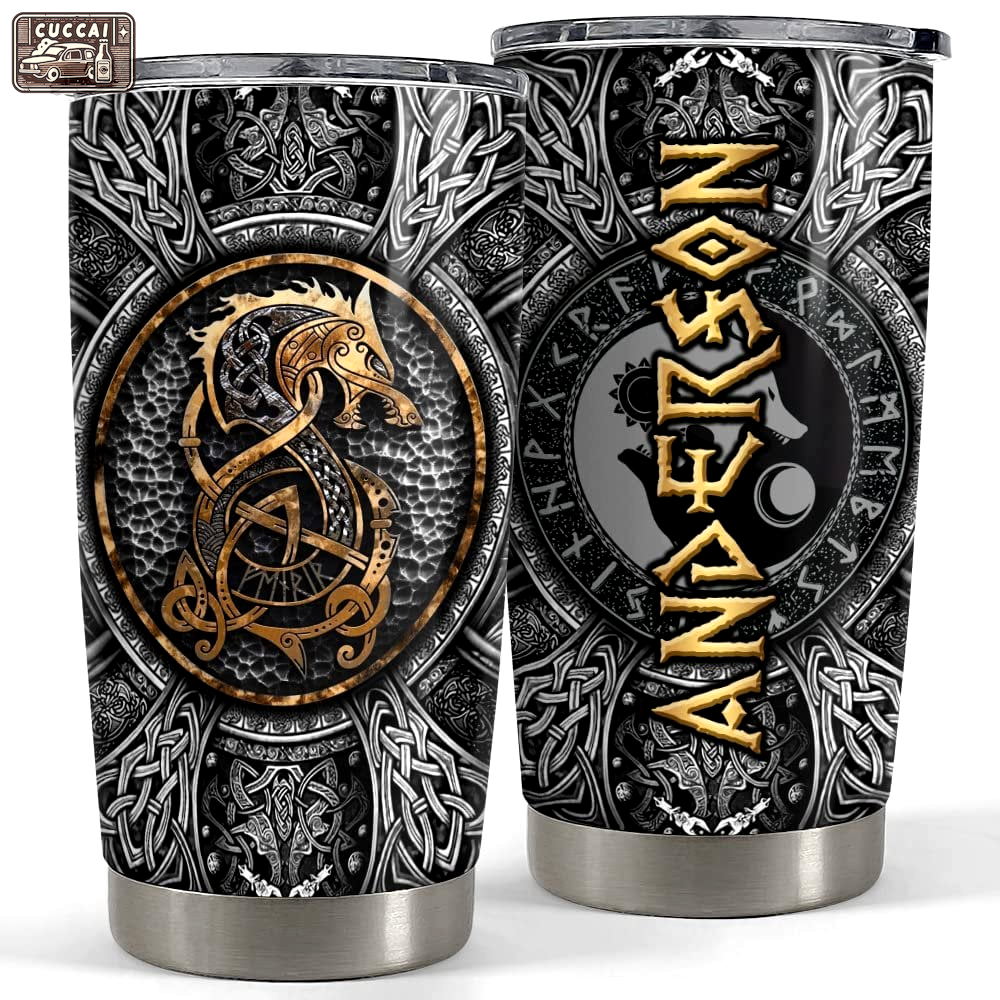 Personalized dragon viking tumbler metallic style for dragons lover Personalized Tumbler