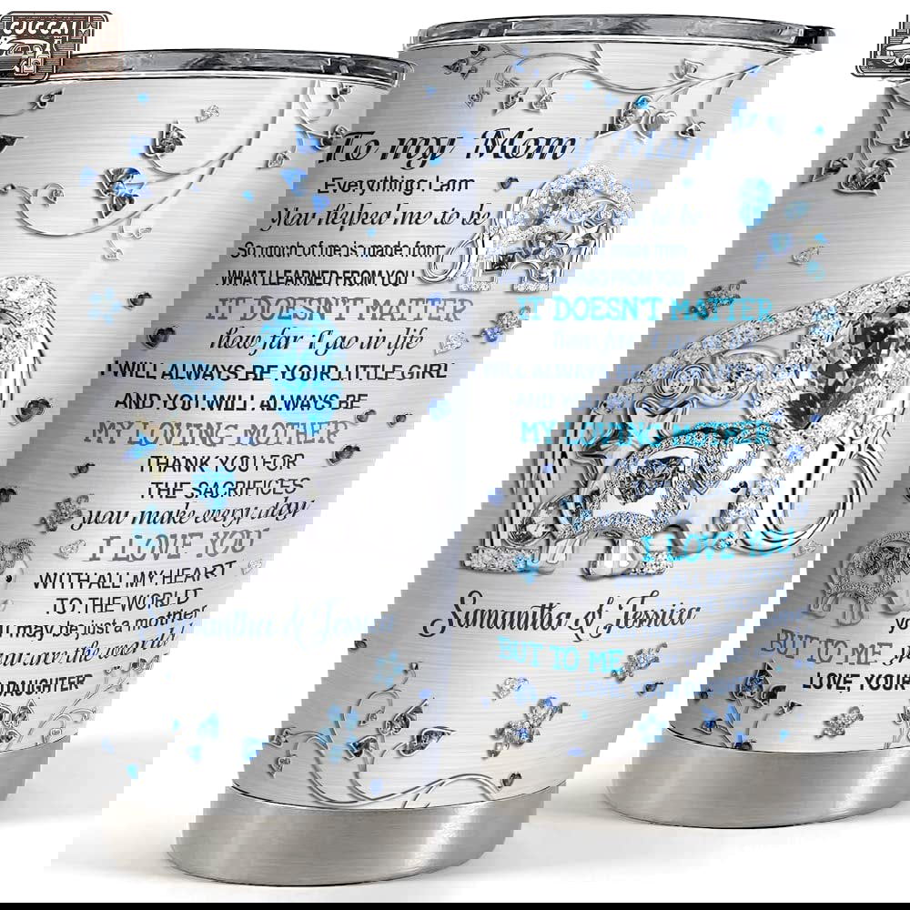 Personalized elephant tumbler crystal drawing from daughter to mom Personalized Tumbler