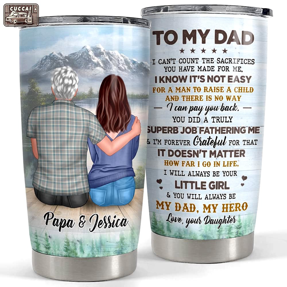 Personalized father and daughter tumbler my dad my hero for papa Personalized Tumbler