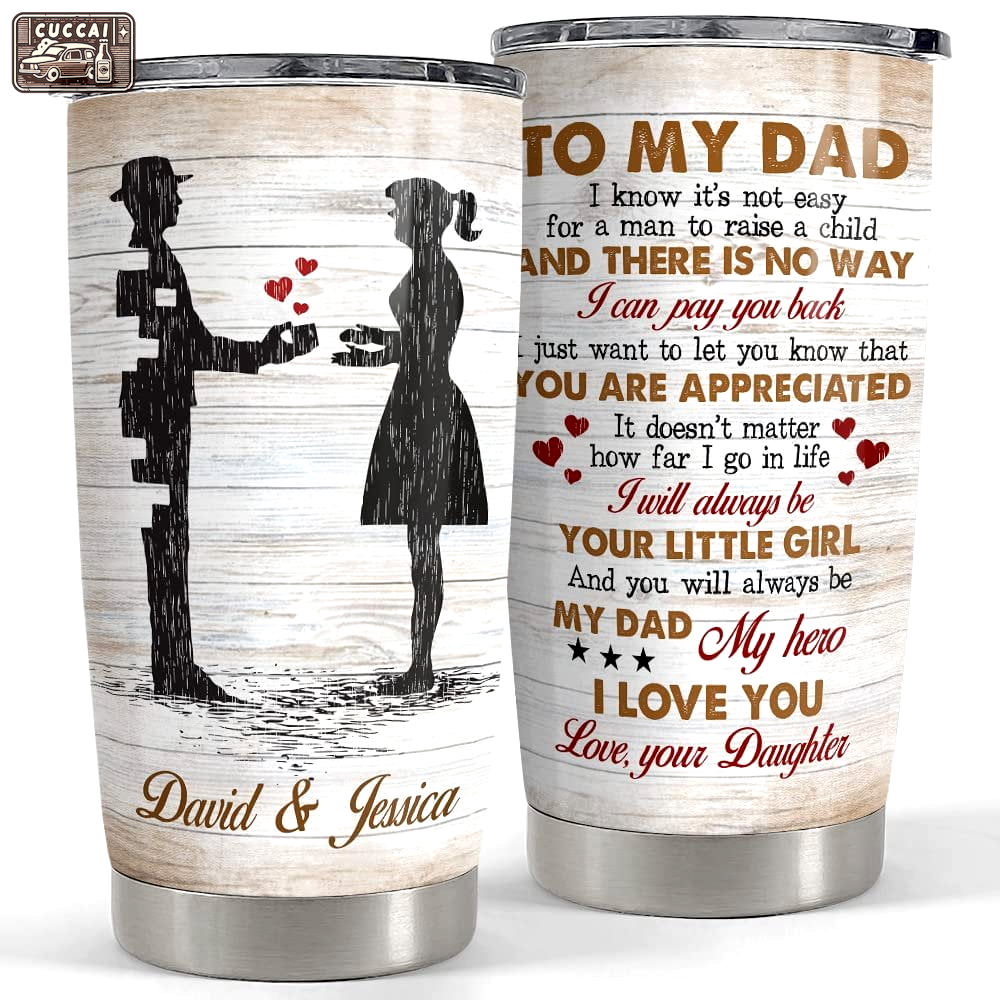 Personalized father and daughter tumbler wood style father’s day gift Personalized Tumbler