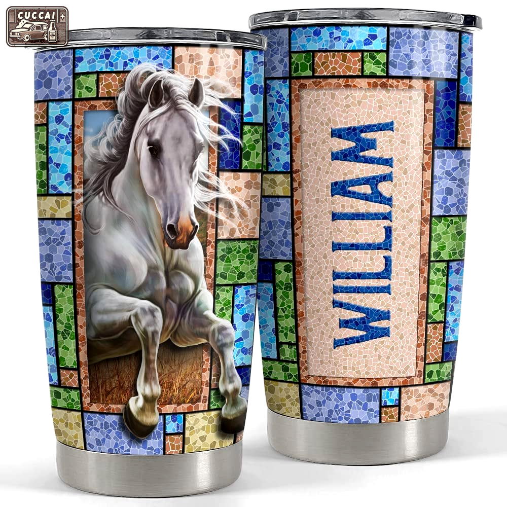 Personalized horse tumbler mosaic style for animal lover Personalized Tumbler
