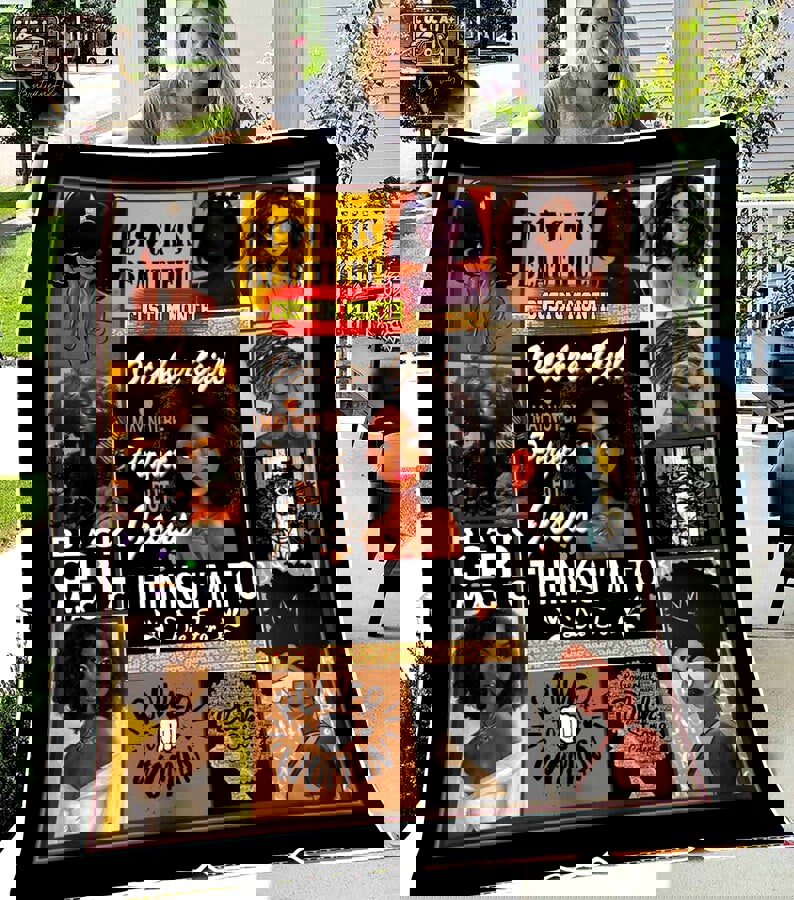 Personalized month to my daughter black girl fleece blanket, mink sherpa blanket, black queen blanket, black woman blanket, daughter gift Quilt Blanket