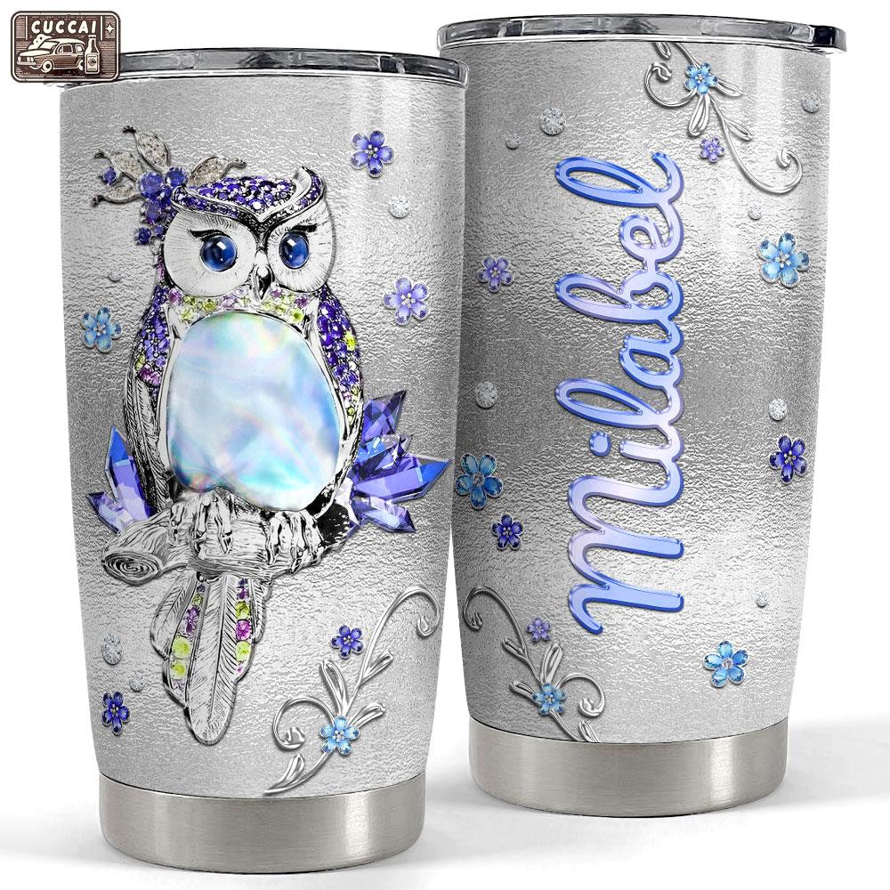 Personalized owl tumbler jewelry style with custom name Personalized Tumbler