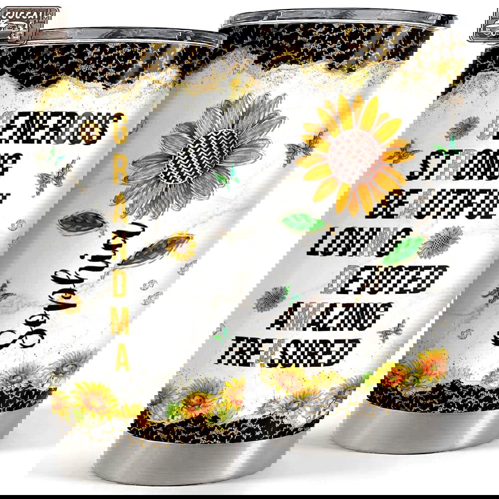 Personalized sunflower tumbler jewelry marble drawing flower lover Personalized Tumbler