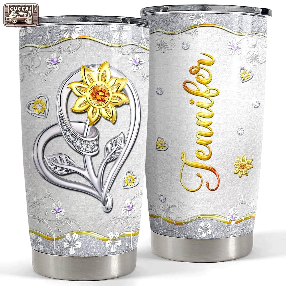 Personalized sunflower tumbler jewelry style metal for women girl Personalized Tumbler