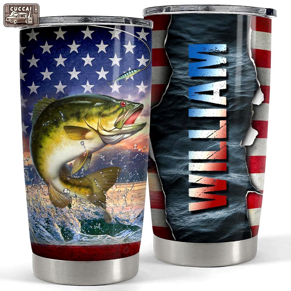Personalized tumbler for fishing lover  american flag Personalized Tumbler