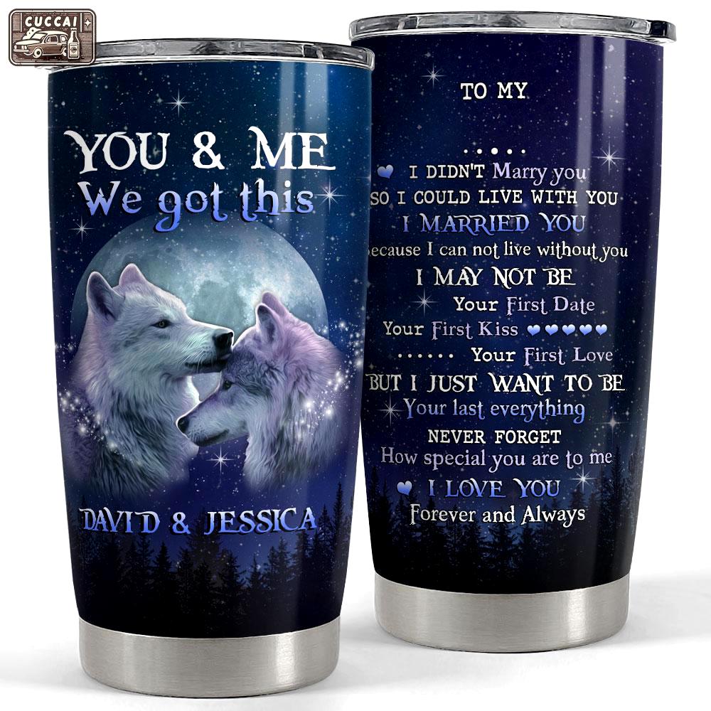 Personalized tumbler wolf couple with customize name Personalized Tumbler