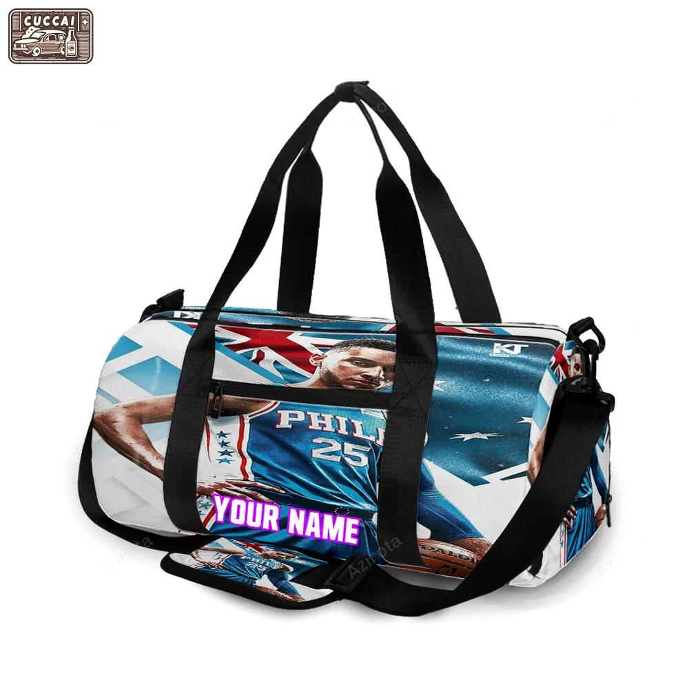 Philadelphia 76ers ben simmons blue flag personalized name travel bag gym bag 2248 Travel Bag