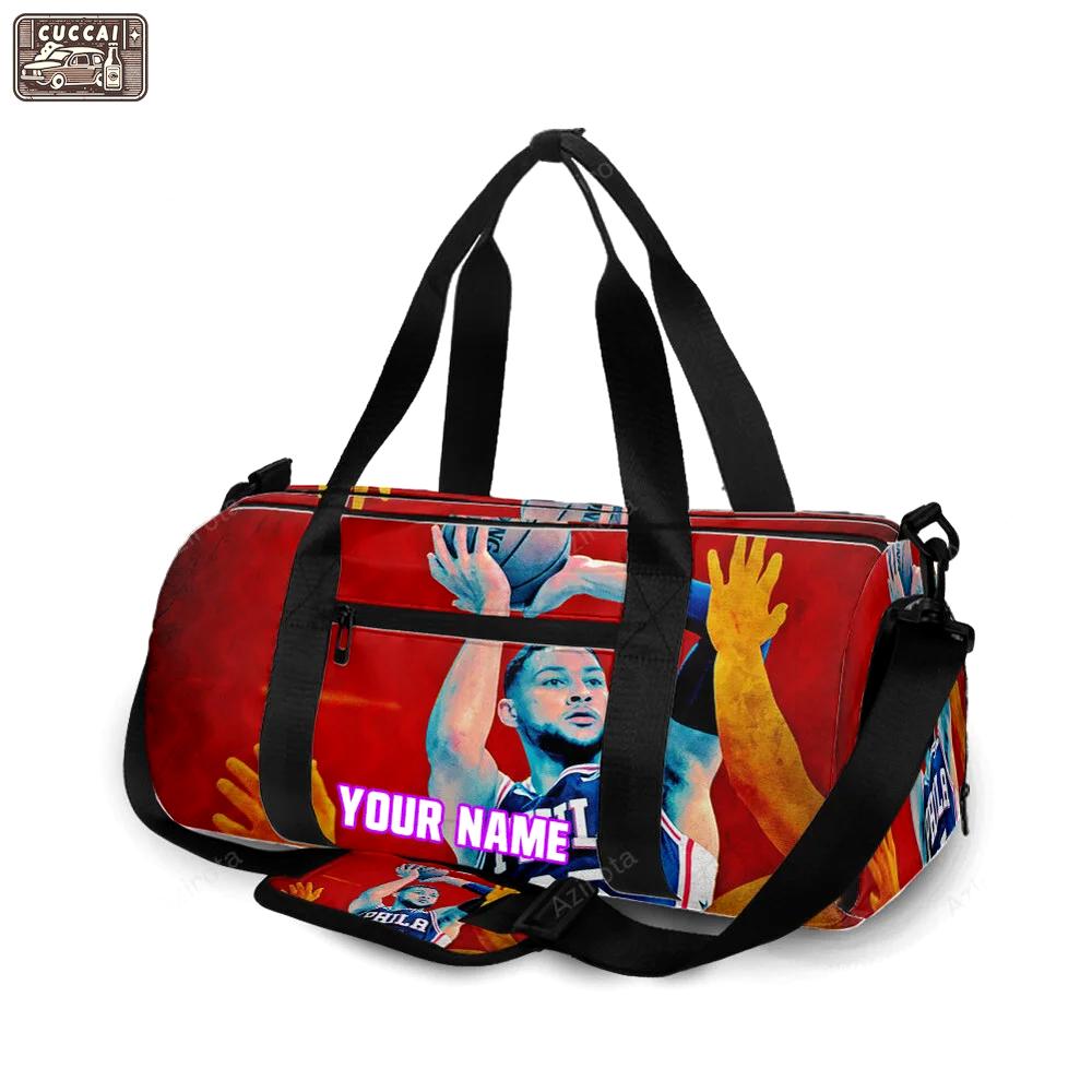 Philadelphia 76ers ben simmons throwing ball red personalized name travel bag gym bag 2253 Travel Bag