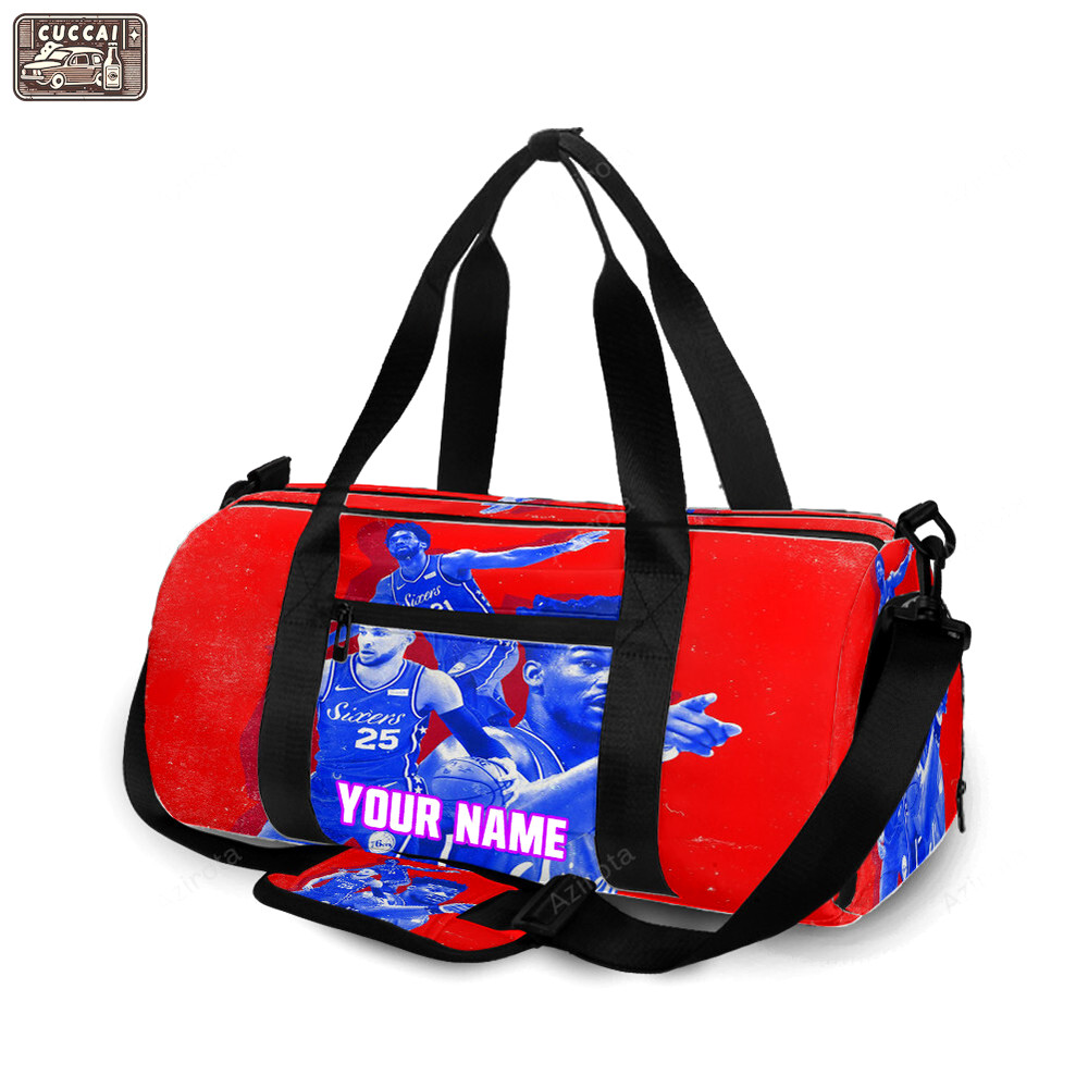 Philadelphia 76ers players blue red personalized name travel bag gym bag 2231 Travel Bag