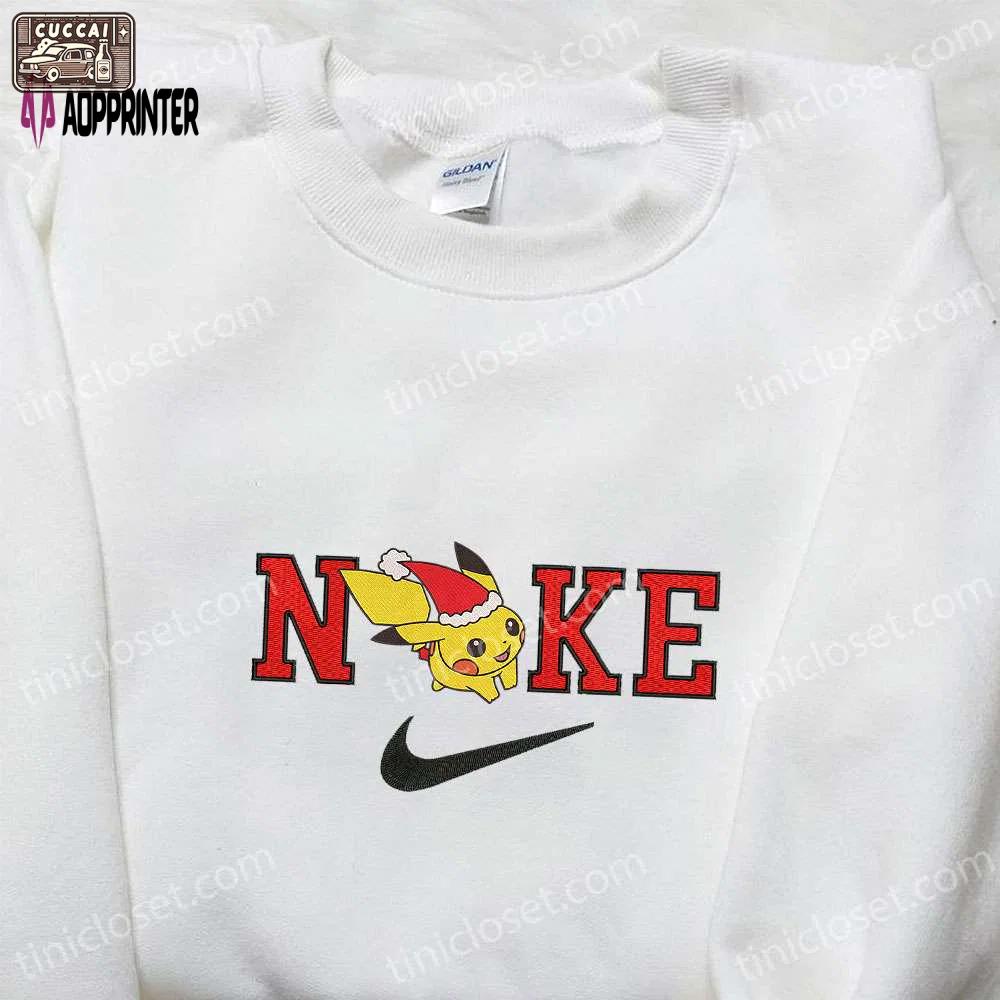 Pikachu run x nike christmas embroidered sweatshirt – perfect christmas gift idea! Embroidered Shirt