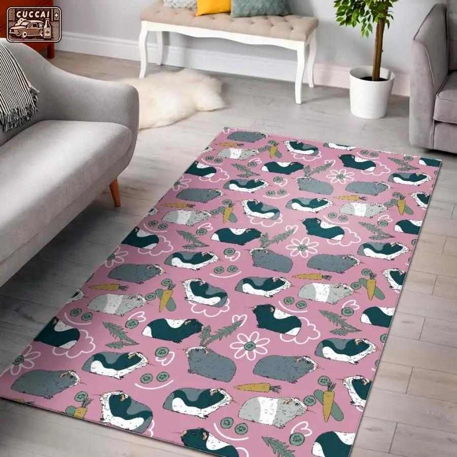 Pink corgi pattern print area rug living room rug home decor Rectangle Rug