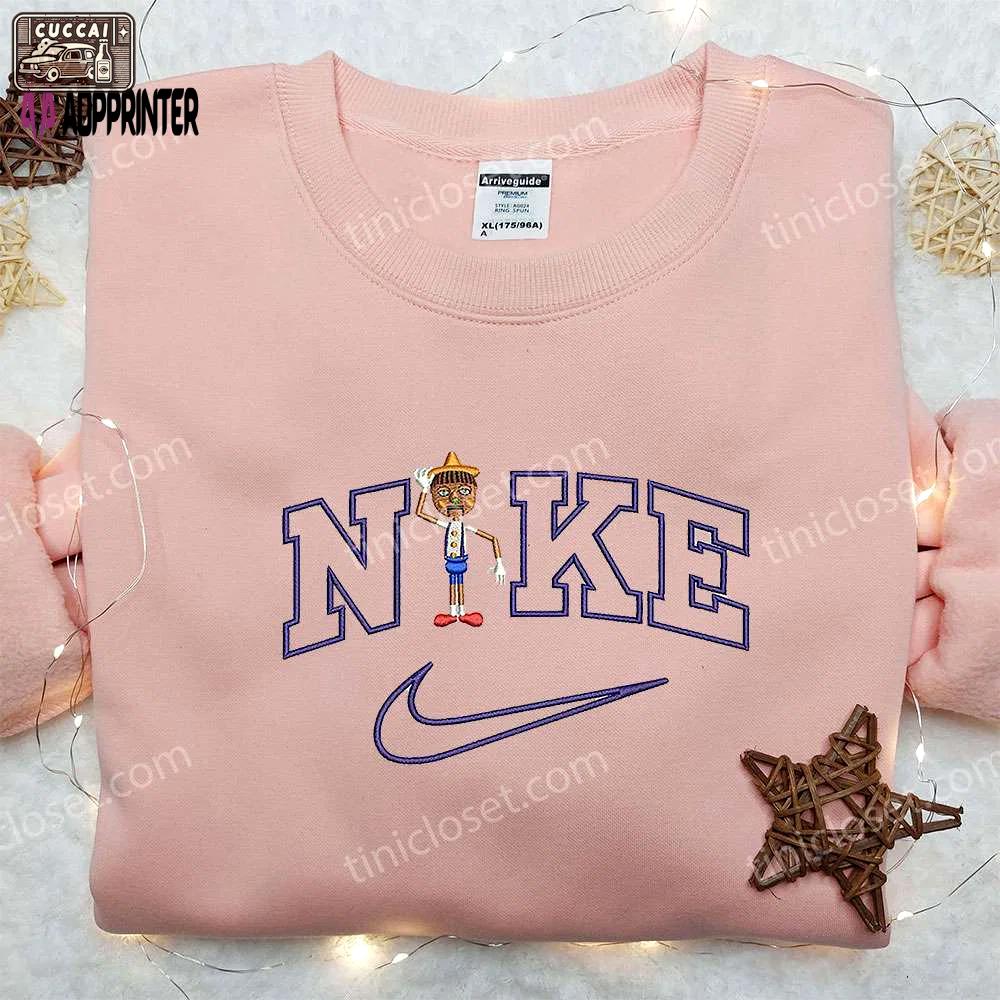 Pinocchio x nike embroidered sweatshirt – disney family shirts with nike inspired design Embroidered Shirt