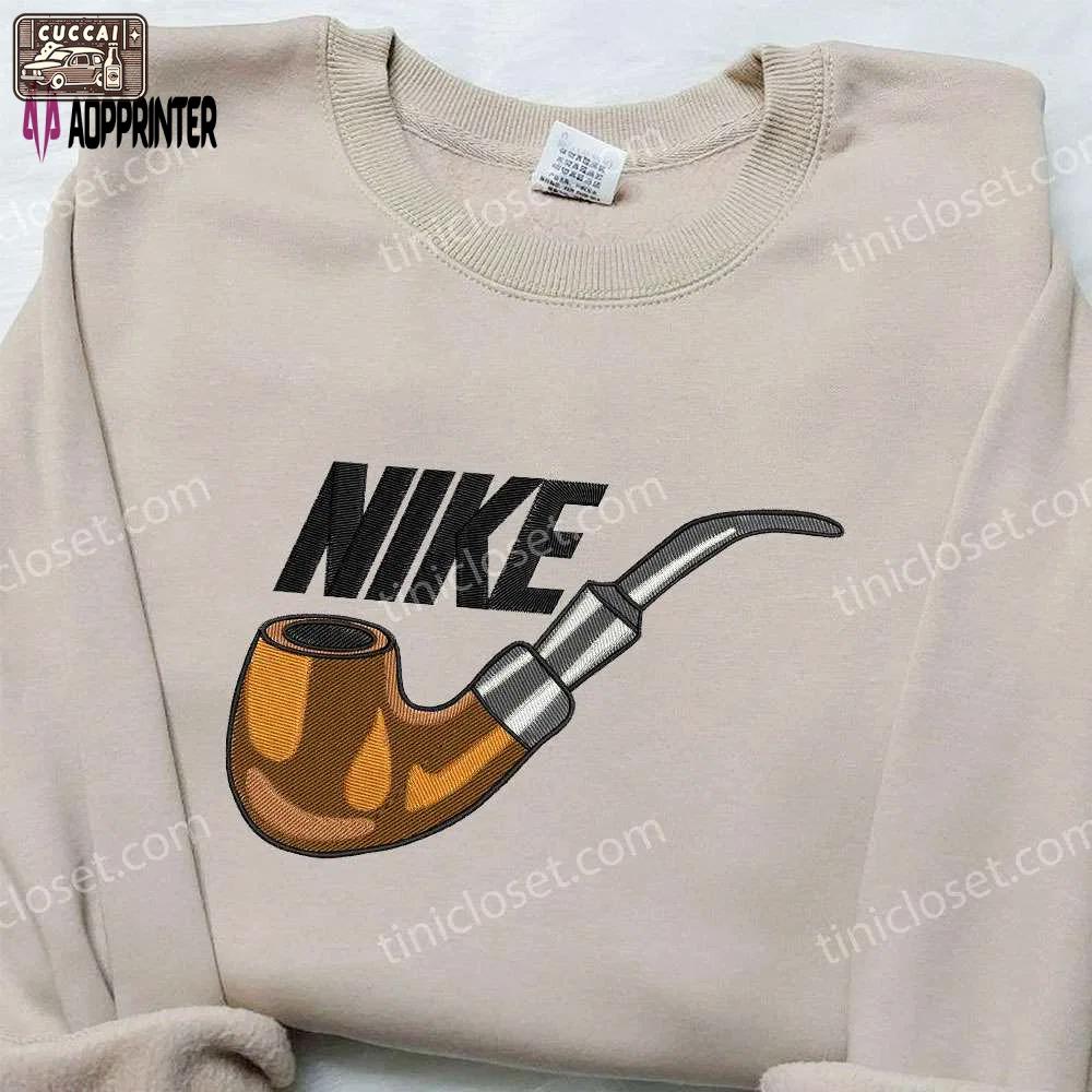 Pipe smoking x nike embroidered hoodie & shirt: best birthday gift ideas Embroidered Shirt