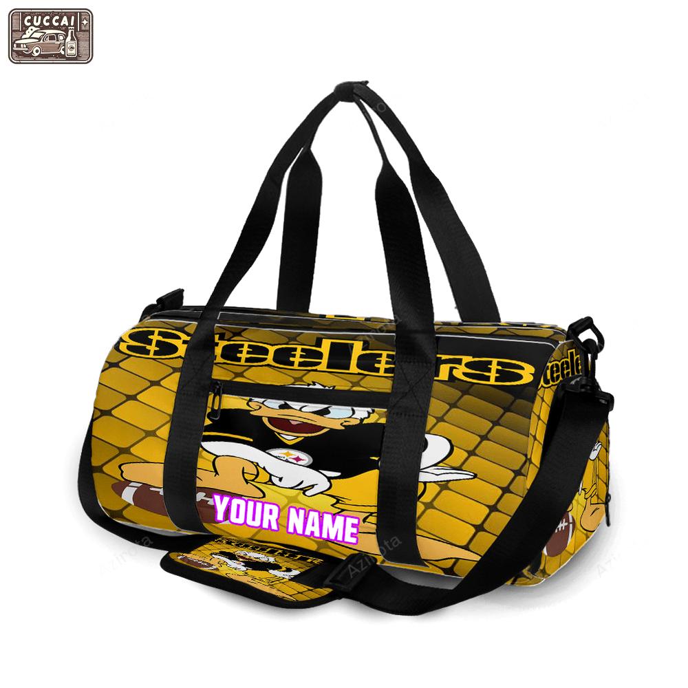 Pittsburgh steelers donald duck personalized name travel bag gym bag 1694 Travel Bag