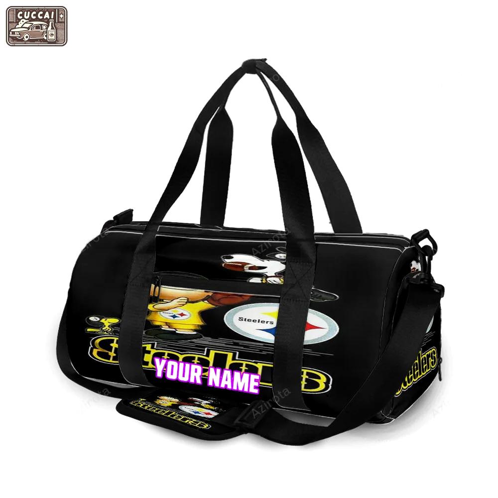Pittsburgh steelers snoopy and charlie brown personalized name travel bag gym bag 1818 Travel Bag