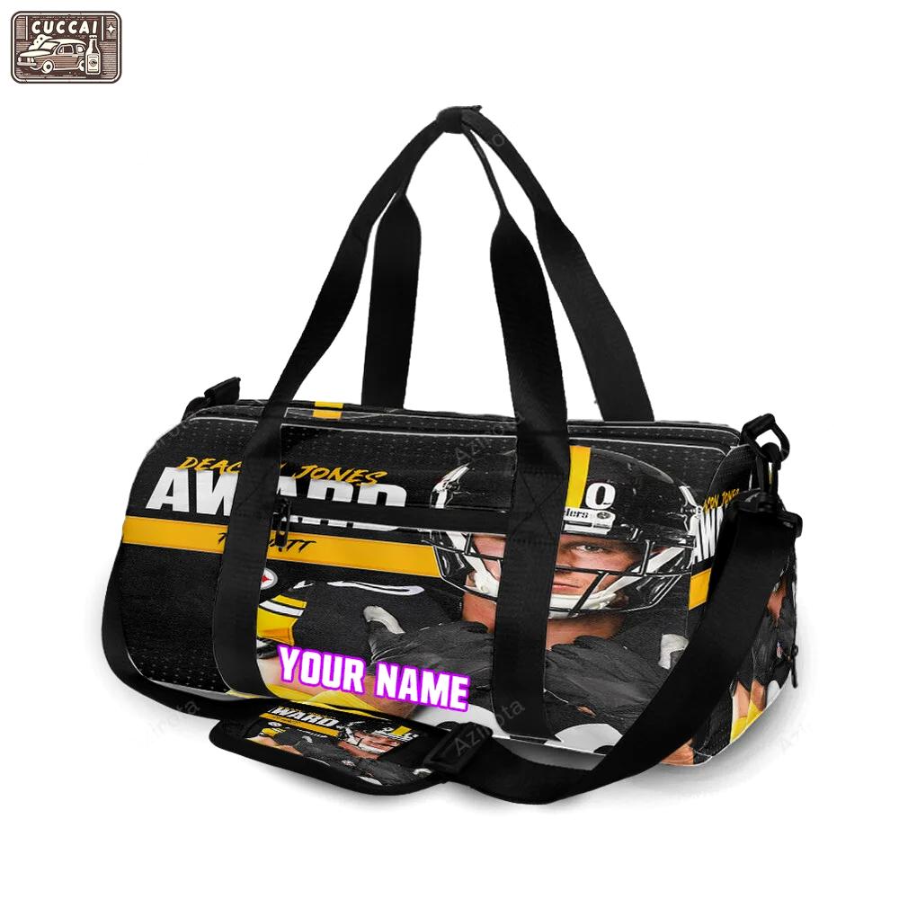 Pittsburgh steelers t j watt no90 m3 personalized name travel bag gym bag 1579 Travel Bag