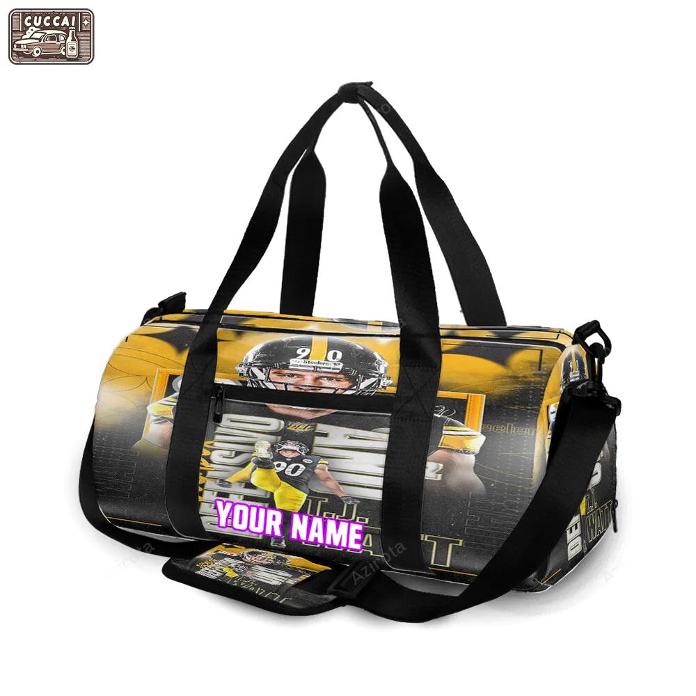 Pittsburgh steelers t j watt no90 m5 personalized name travel bag gym bag 2134 Travel Bag
