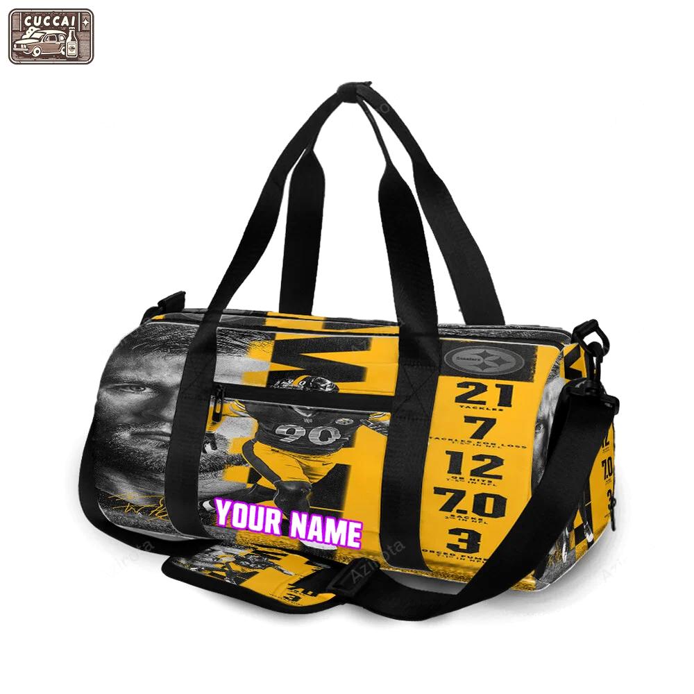 Pittsburgh steelers t j watt no90 personalized name travel bag gym bag 1726 Travel Bag