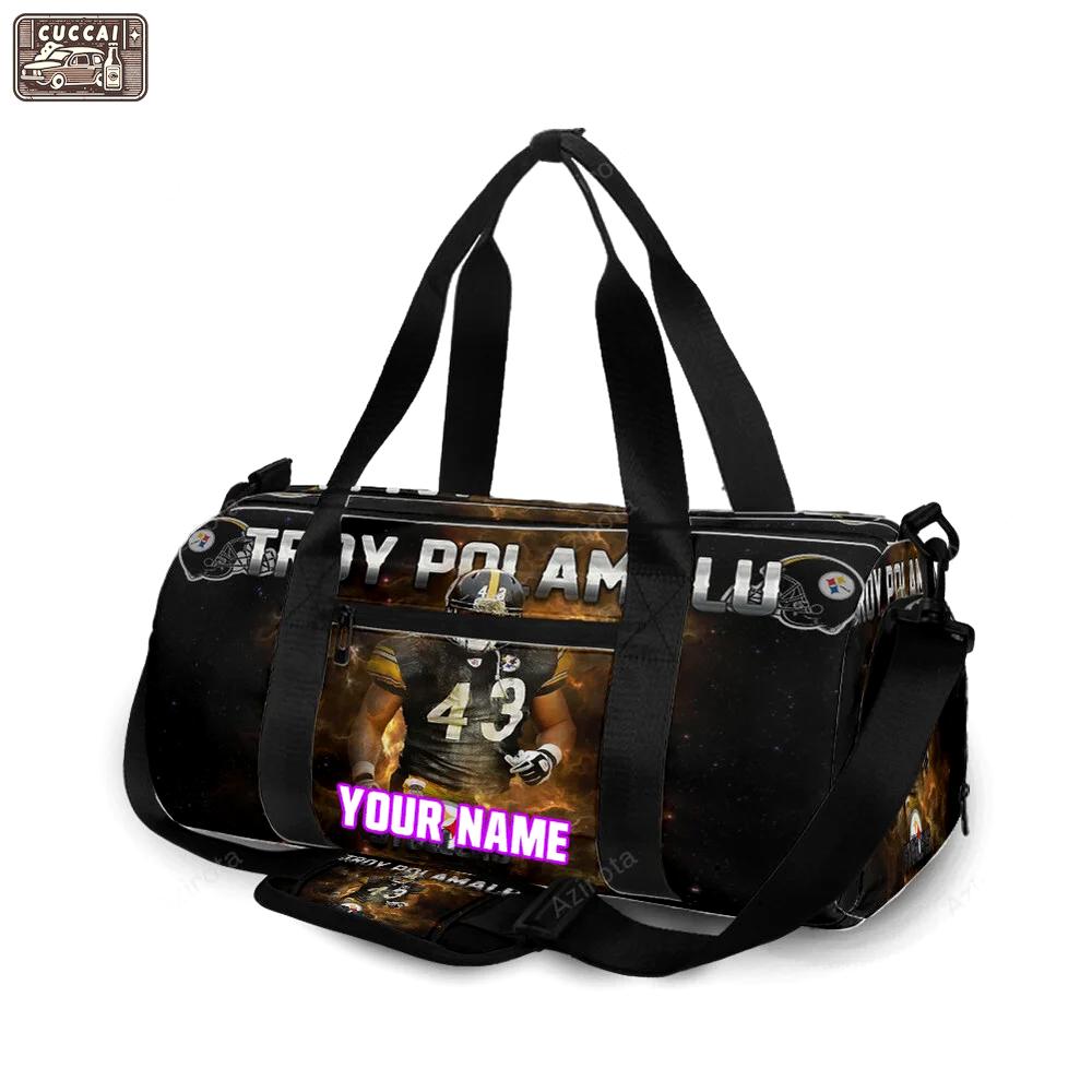 Pittsburgh steelers troy polamalu no43 personalized name travel bag gym bag 2141 Travel Bag