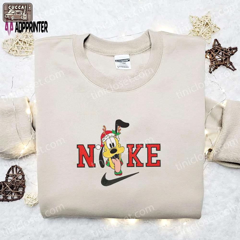 Pluto reindeer x nike embroidered sweatshirt disney characters merry christmas shirt best gift ideas Embroidered Shirt