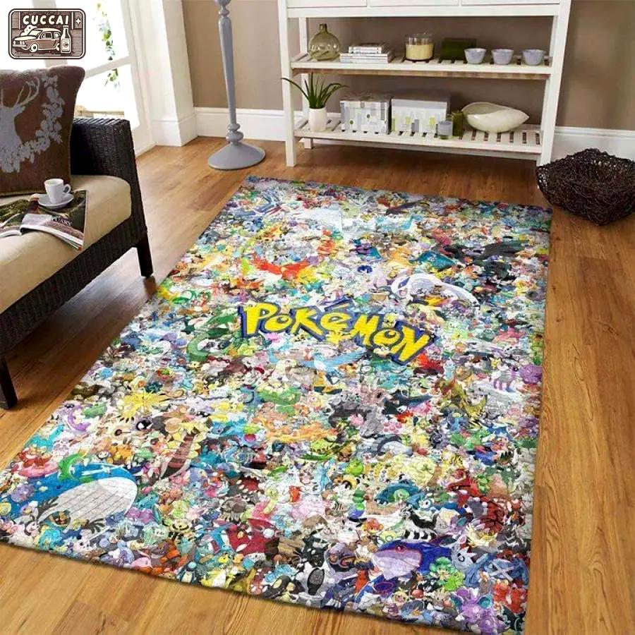 Pokemon characters anime style nice gift home decor area rug living room rug Rectangle Rug