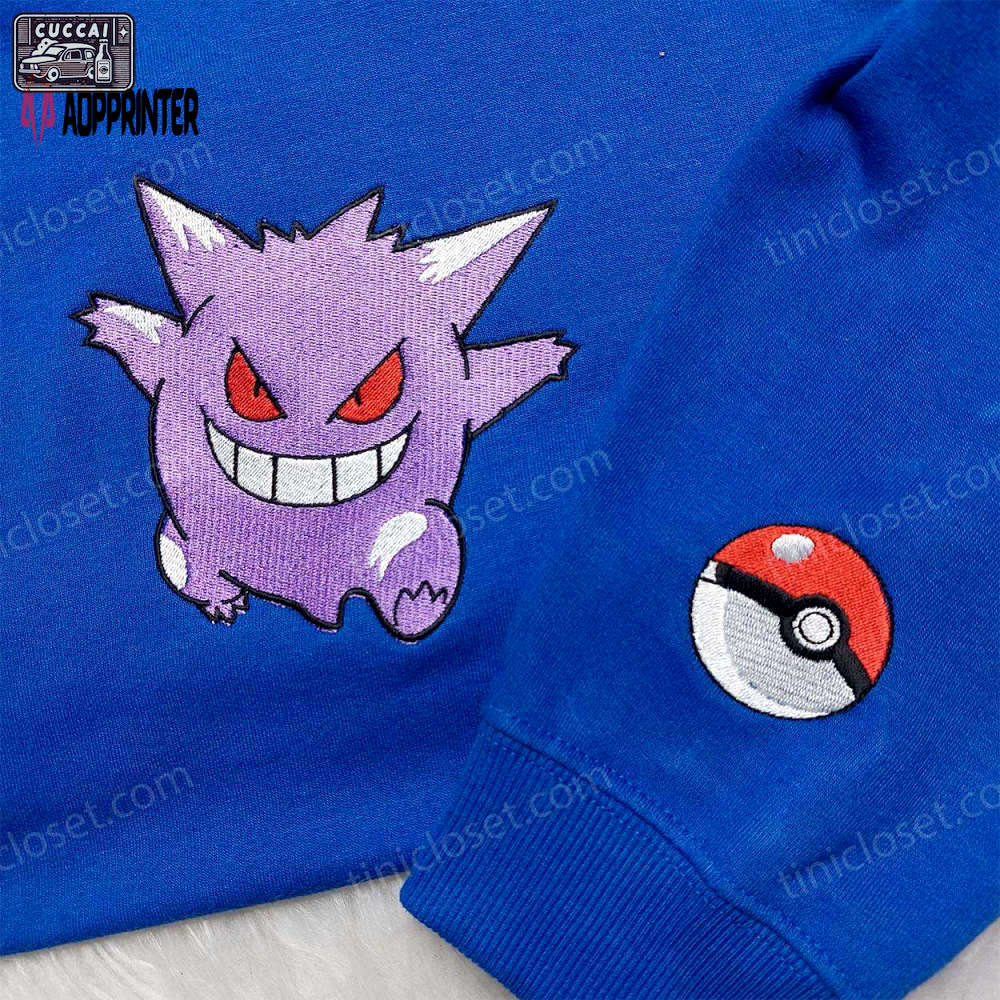 Pokemon gengar embroidered sweatshirt & hoodie: best anime fan gifts Embroidered Shirt