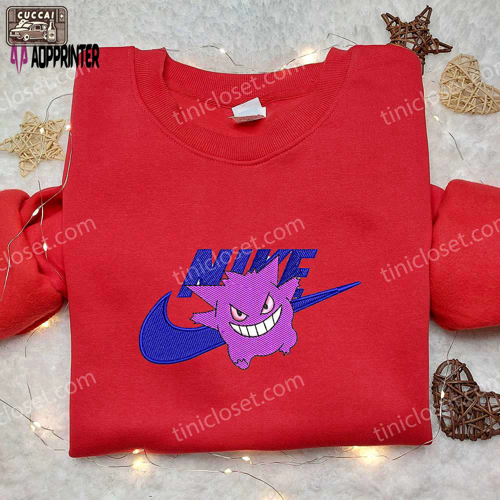 Pokemon gengar x nike embroidered hoodie & shirt – unique stylish & inspired by nike Embroidered Shirt