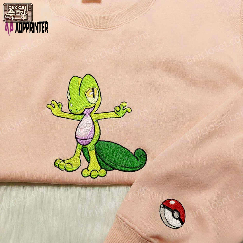 Pokemon treecko embroidered hoodie – anime sweatshirt for fan Embroidered Shirt