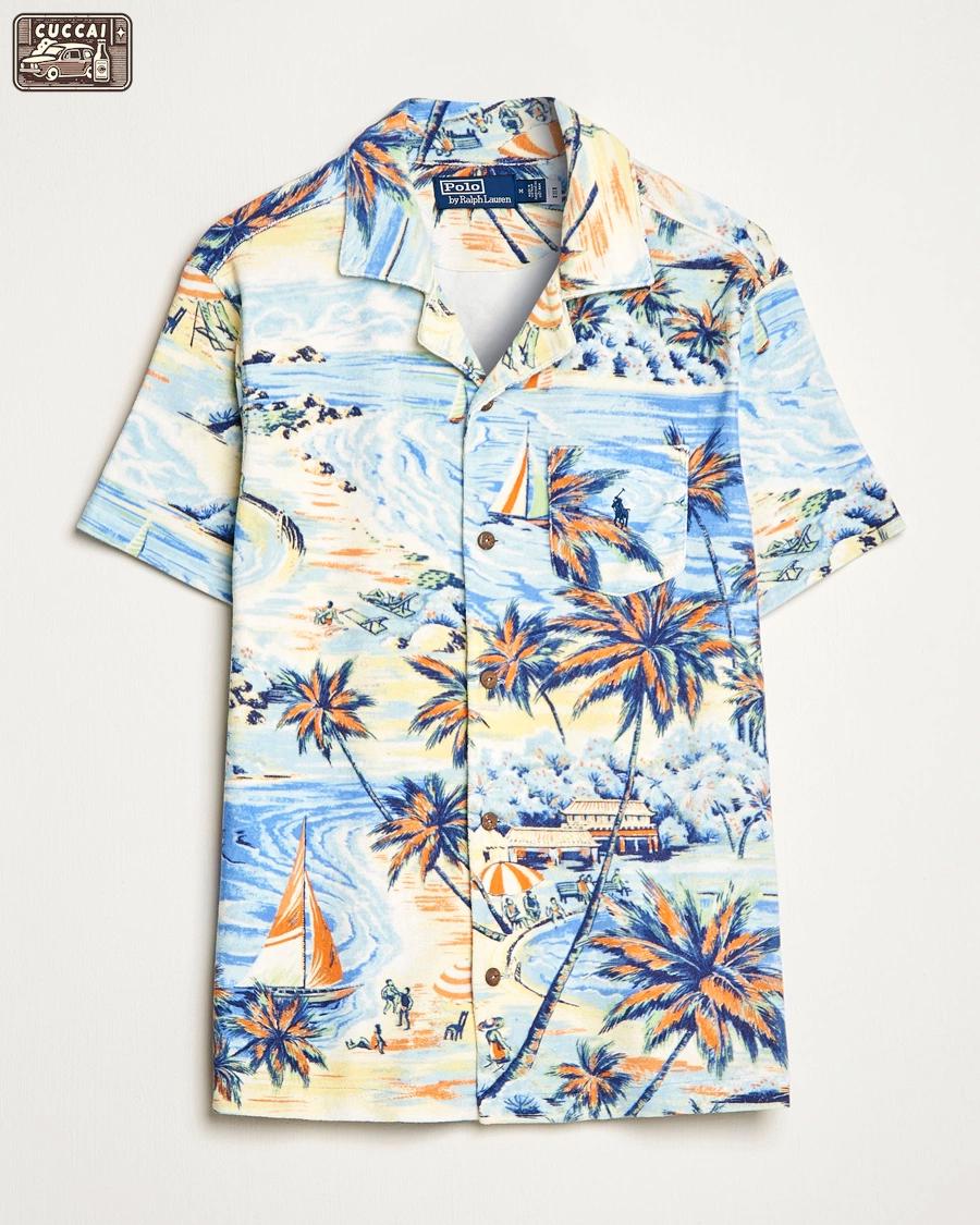 Polo ralph lauren terry hawaiian beach short sleeve shirts Hawaii Shirt Shorts & Flip Flops