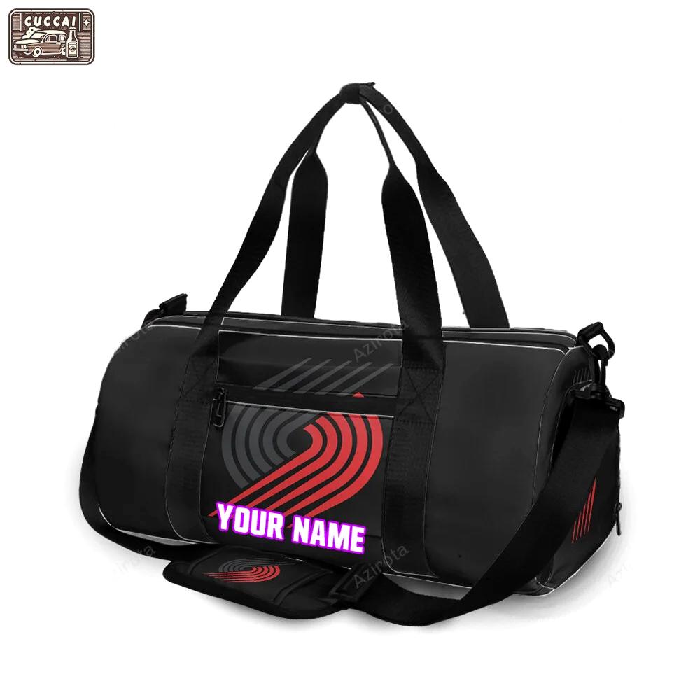 Portland trail blazers red gray personalized name travel bag gym bag 2278 Travel Bag