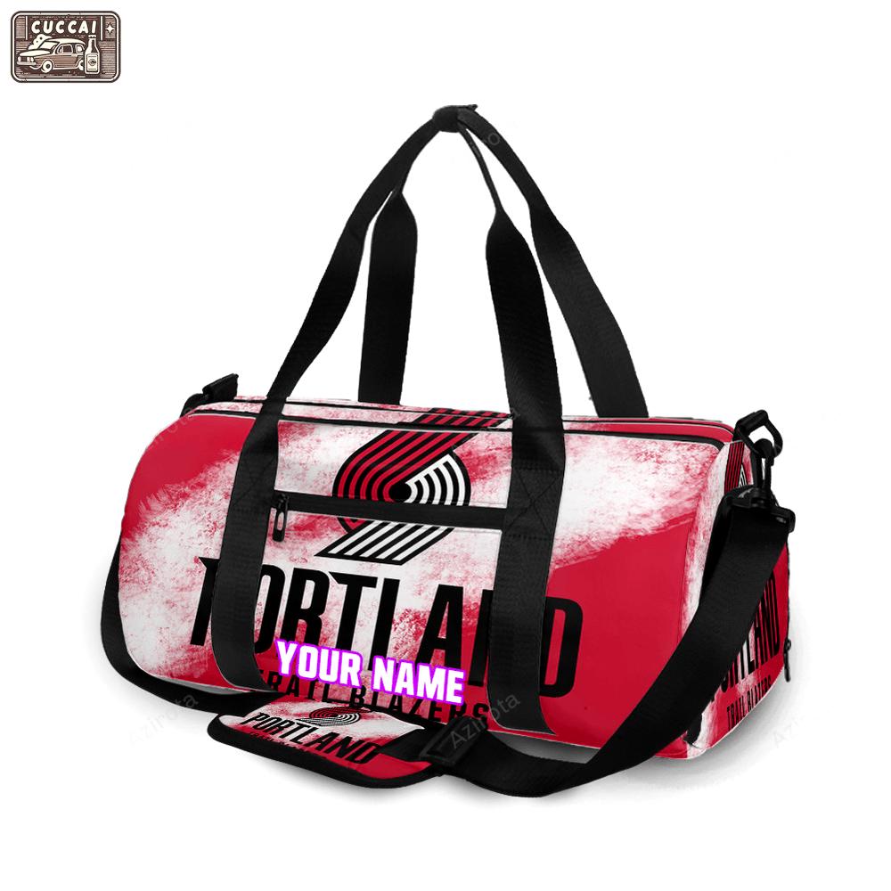 Portland trail blazers reddish white personalized name travel bag gym bag 2314 Travel Bag