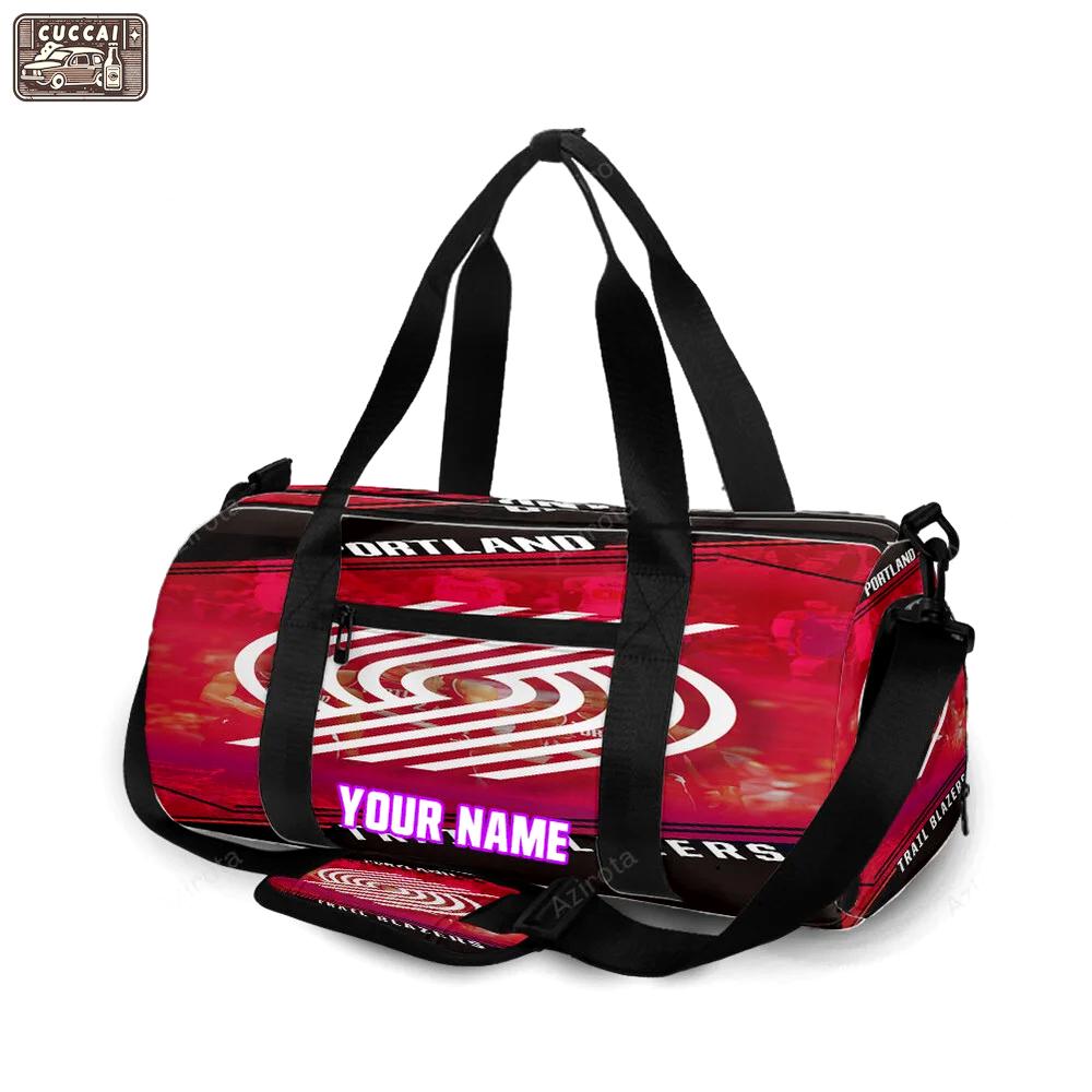 Portland trail blazers white players red personalized name travel bag gym bag 2327 Travel Bag