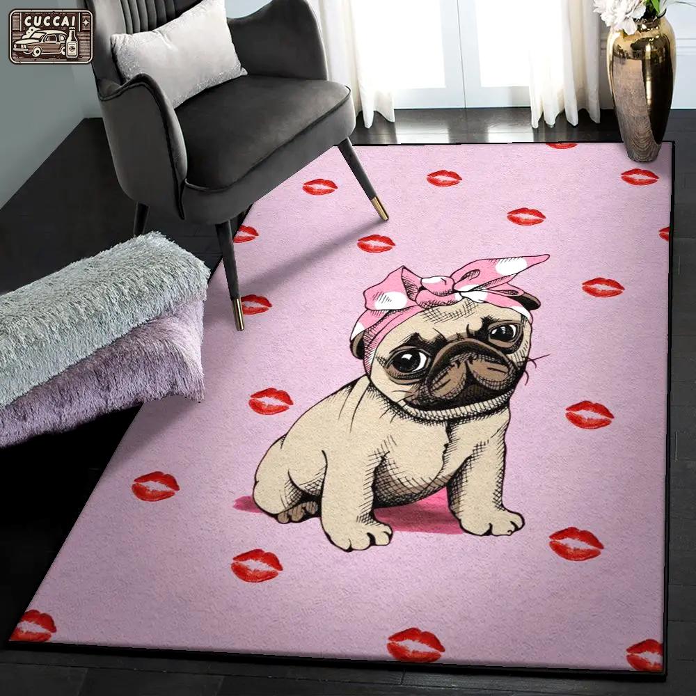 Pug indoor outdoor rugs, pug lips gs cl rug Rectangle Rug