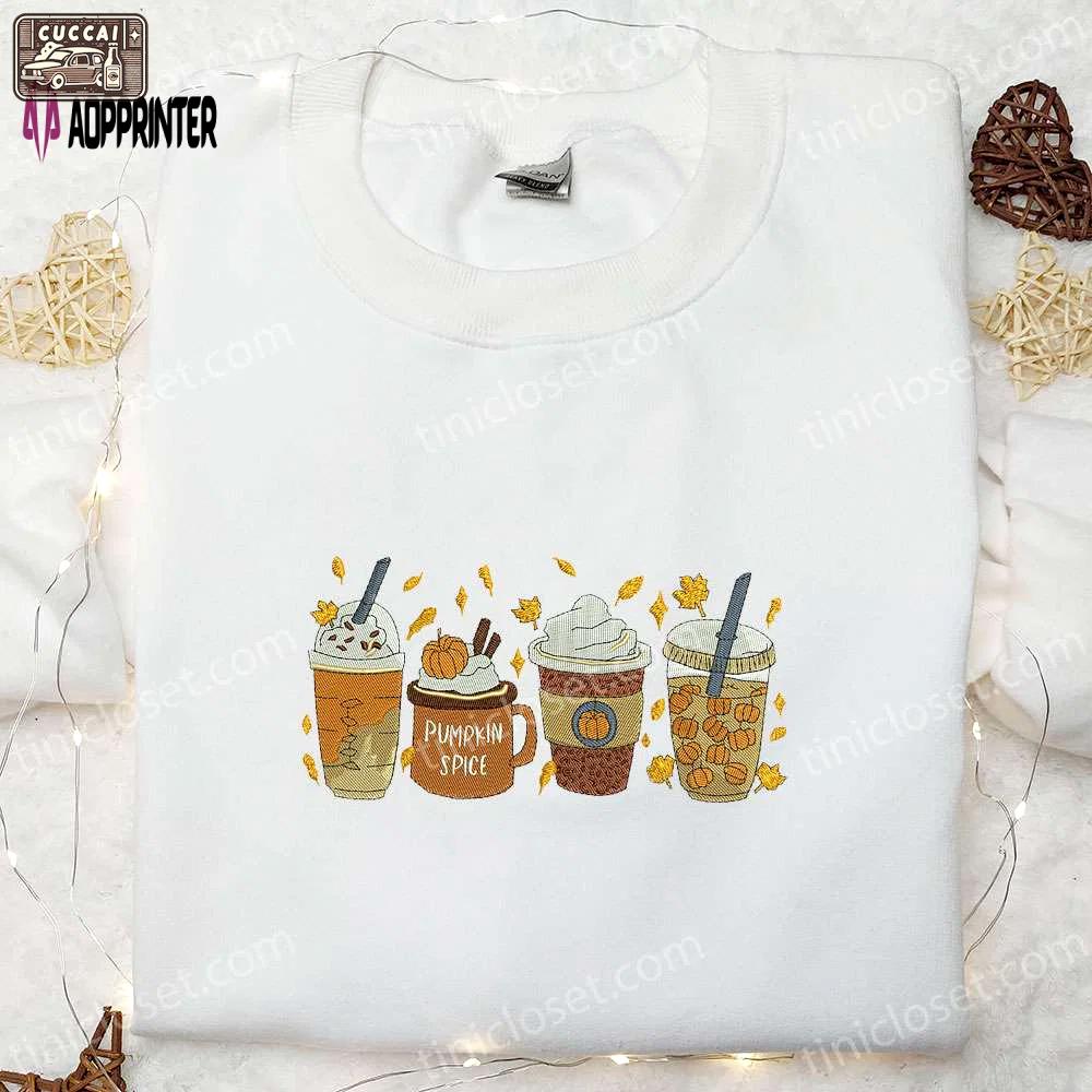 Pumpkin spice drink embroidered shirt: halloween unique gift for family Embroidered Shirt
