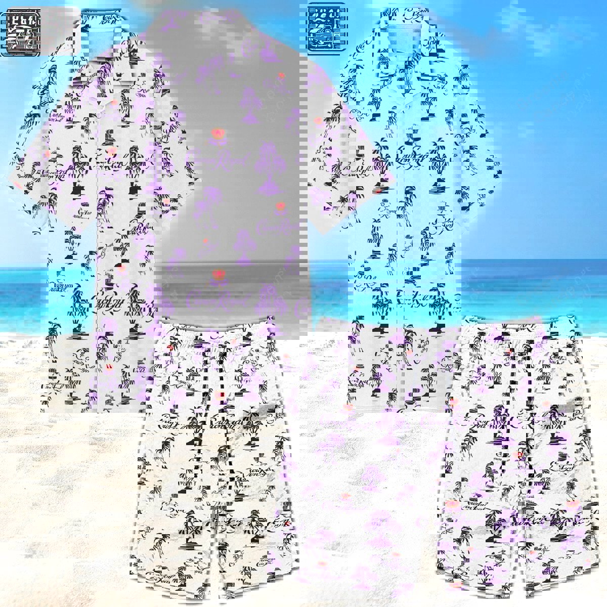 Purple crown royal palm tree all over print 3d unisex hawaiian shirt and beach short Hawaii Shirt Shorts & Flip Flops