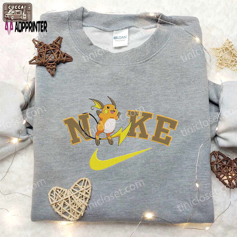 Raichu x nike anime hoodie & pokemon embroidered shirt: nike inspired apparel Embroidered Shirt
