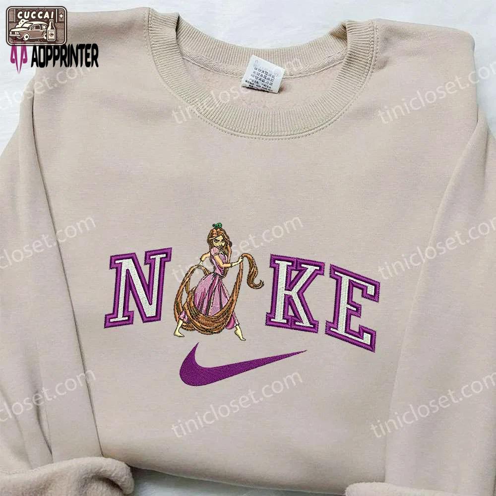 Rapunzel x nike embroidered sweatshirt: tangled disney shirt nike inspired – shop now! Embroidered Shirt