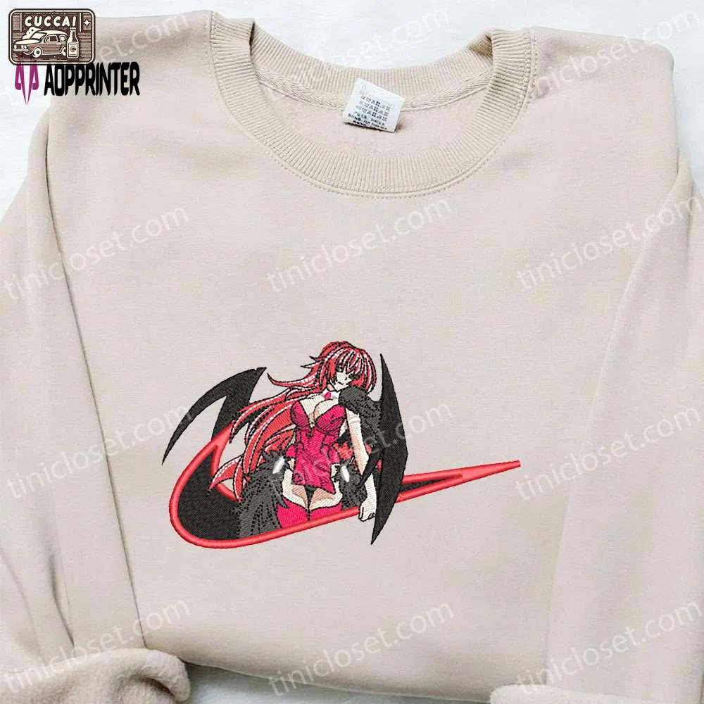 Rias gremory x swoosh anime embroidered shirt high school sweatshirt & custom hoodie Embroidered Shirt