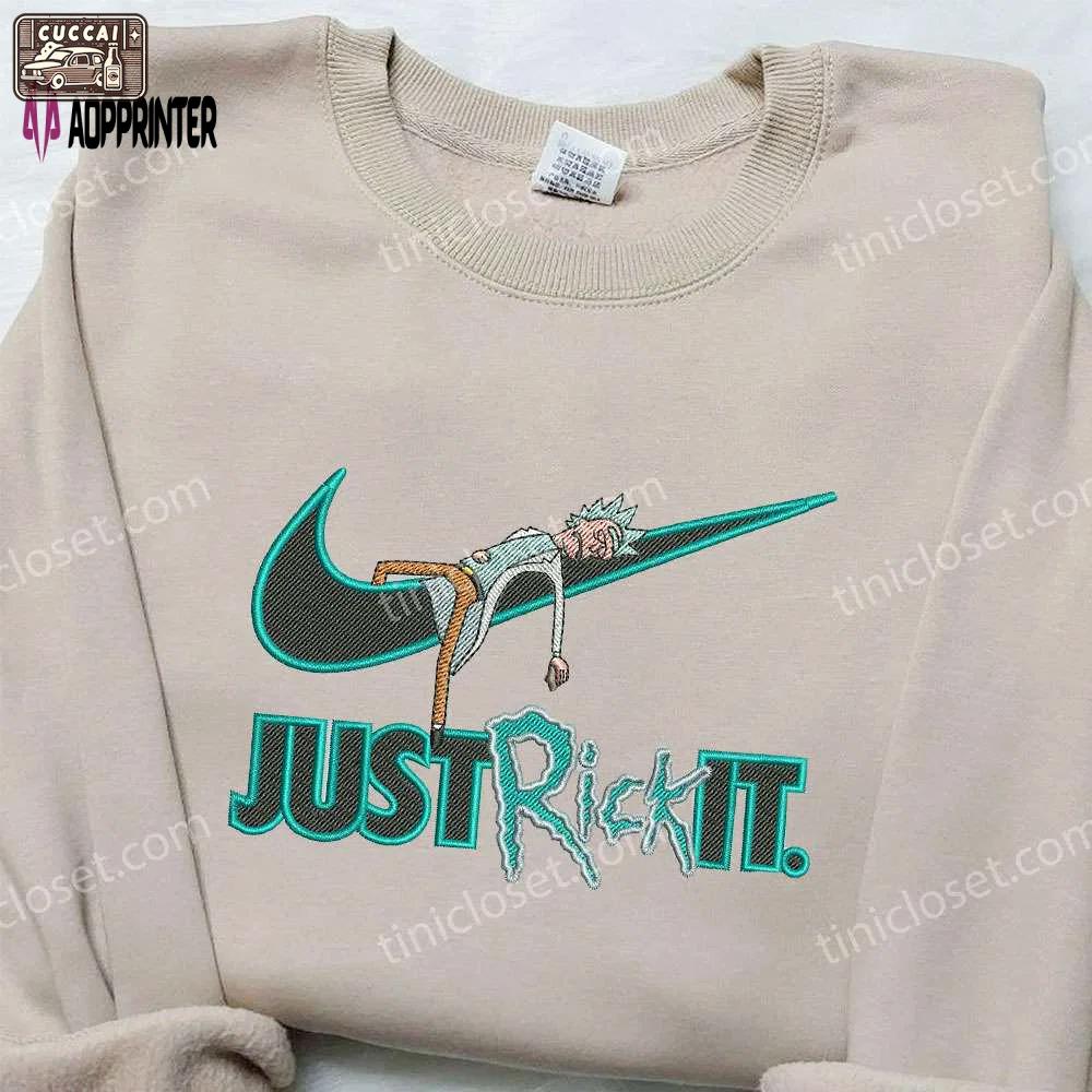 Rick and morty x nike embroidered sweatshirt & shirt: cartoon-inspired nike swoosh apparel Embroidered Shirt