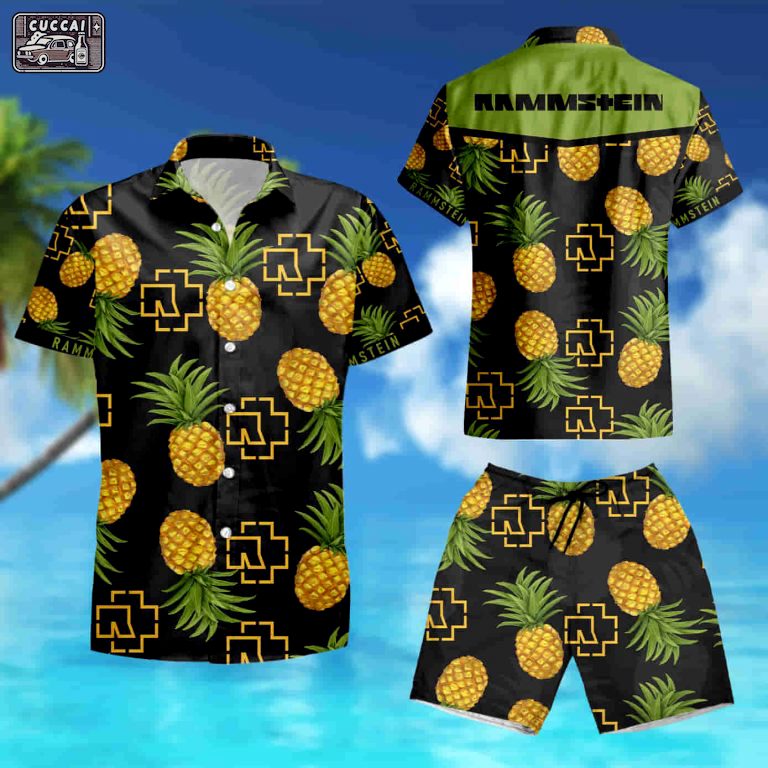 Rmm rammstein pineapple 3d hawaiian shirt Hawaii Shirt Shorts & Flip Flops