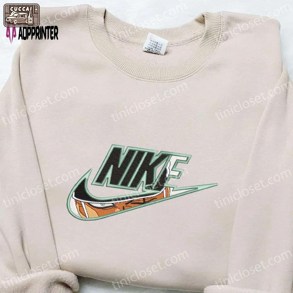 Roronoa zoro x nike anime embroidered sweatshirt – best one piece gift for family – birthday ideas Embroidered Shirt