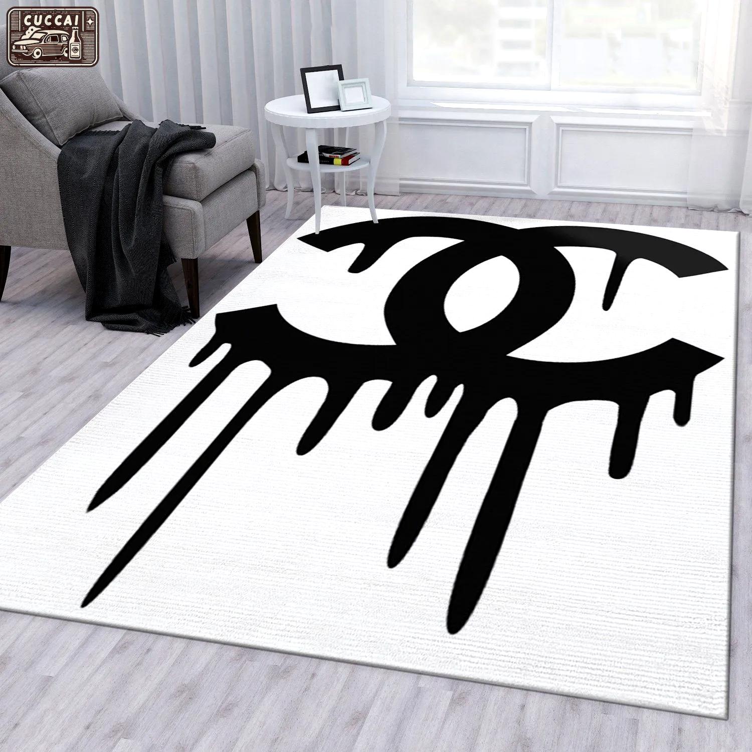 Rugs in living room and bedroom - Chanel area rug for christmas fashion brand rug bedroom rug floor decor home decorations Rectangle Rug