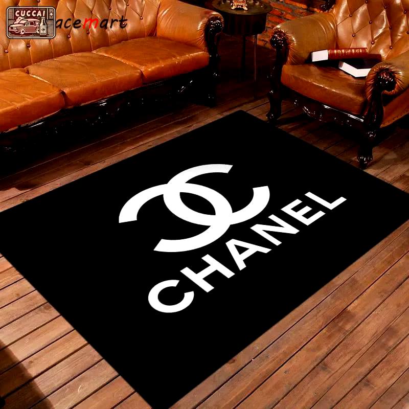 Rugs in living room and bedroom - Chanel inspired rugs black & white hypebeast living room carpet large - rugs Rectangle Rug