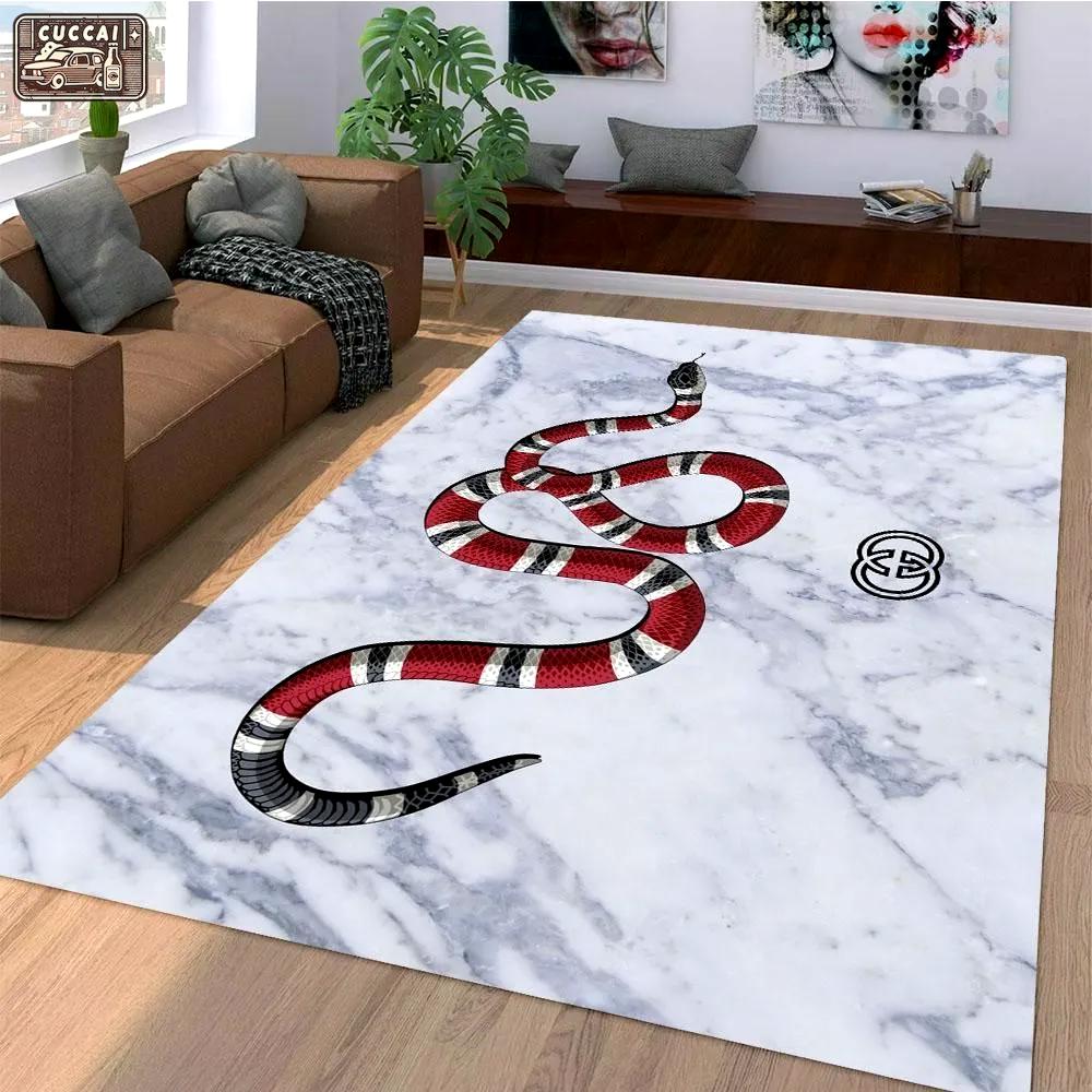 Rugs in living room and bedroom - Gucci snake white luxury area rug for living room bedroom carpet home decorations mat type 1 Rectangle Rug