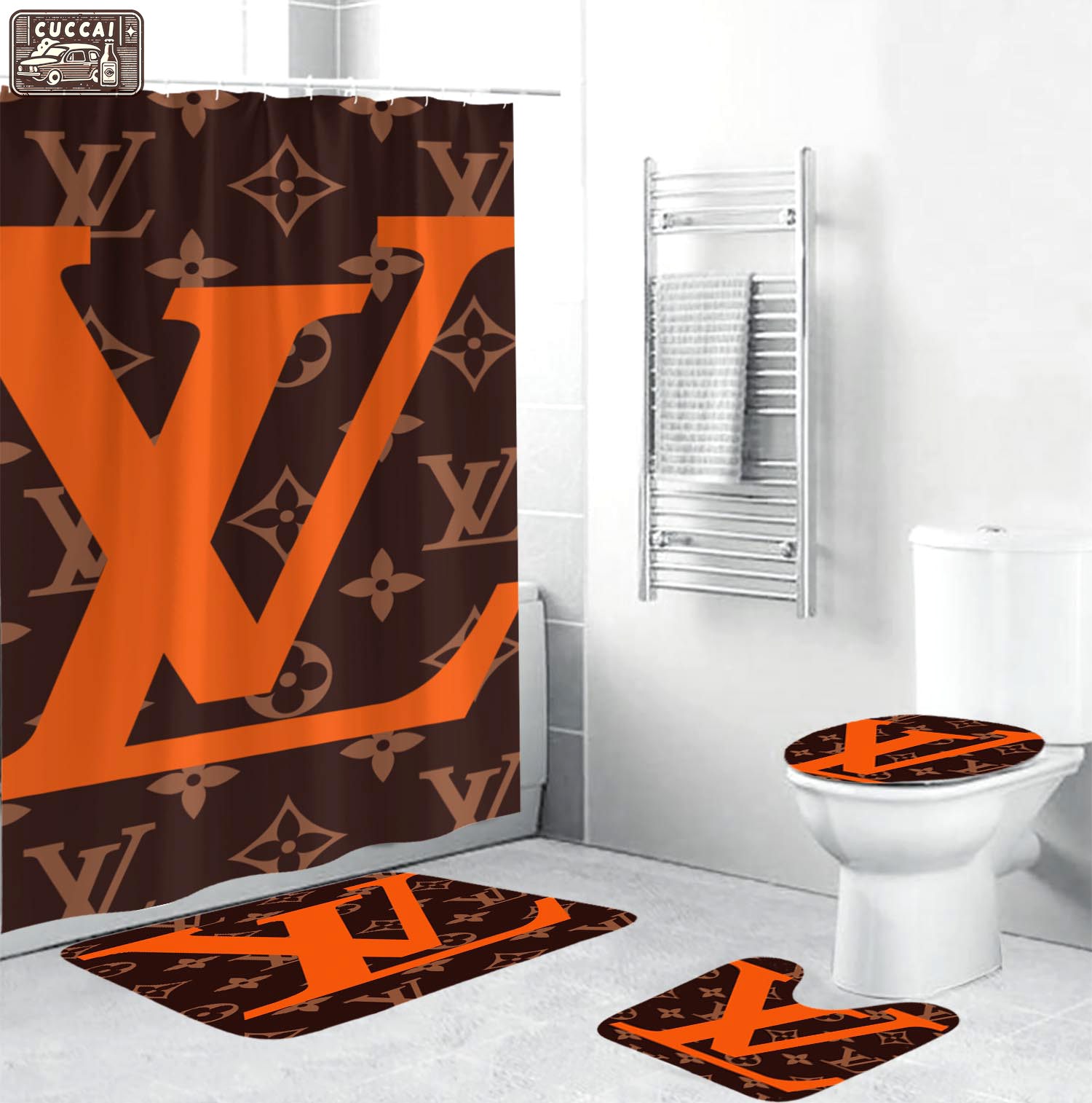 Rugs in living room and bedroom - Louis vuitton lv bathroom set hot 2023 luxury shower curtain bath rug mat home decor 95 Bathroom Accessory Sets