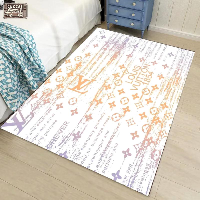 Rugs in living room and bedroom - Louis vuitton lv white luxury area rug for living room bedroom carpet floor mats keep warm in winter mat Rectangle Rug