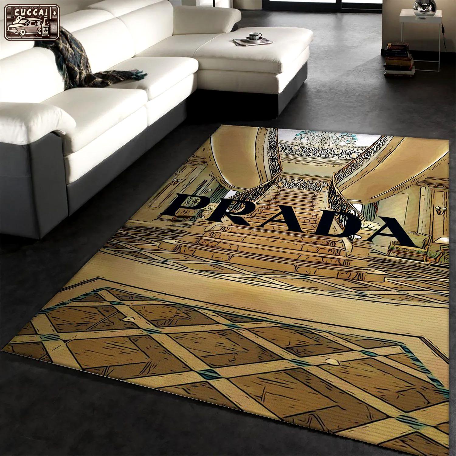 Rugs in living room and bedroom - Prada fashion area rug fashion brand rug floor decor home decorations Rectangle Rug