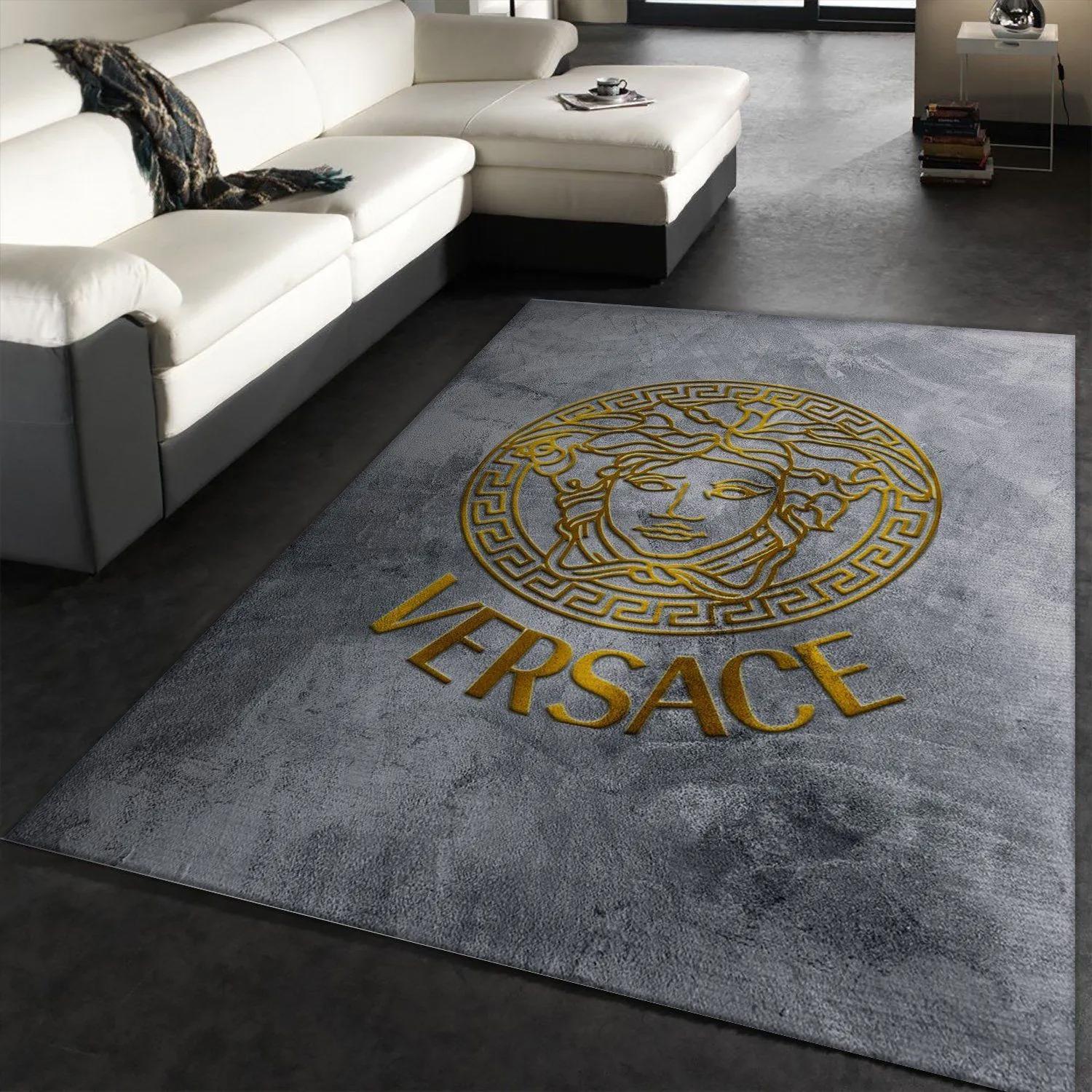 Rugs in living room and bedroom - Versace rectangle rug fashion brand rug christmas gift us decor Rectangle Rug