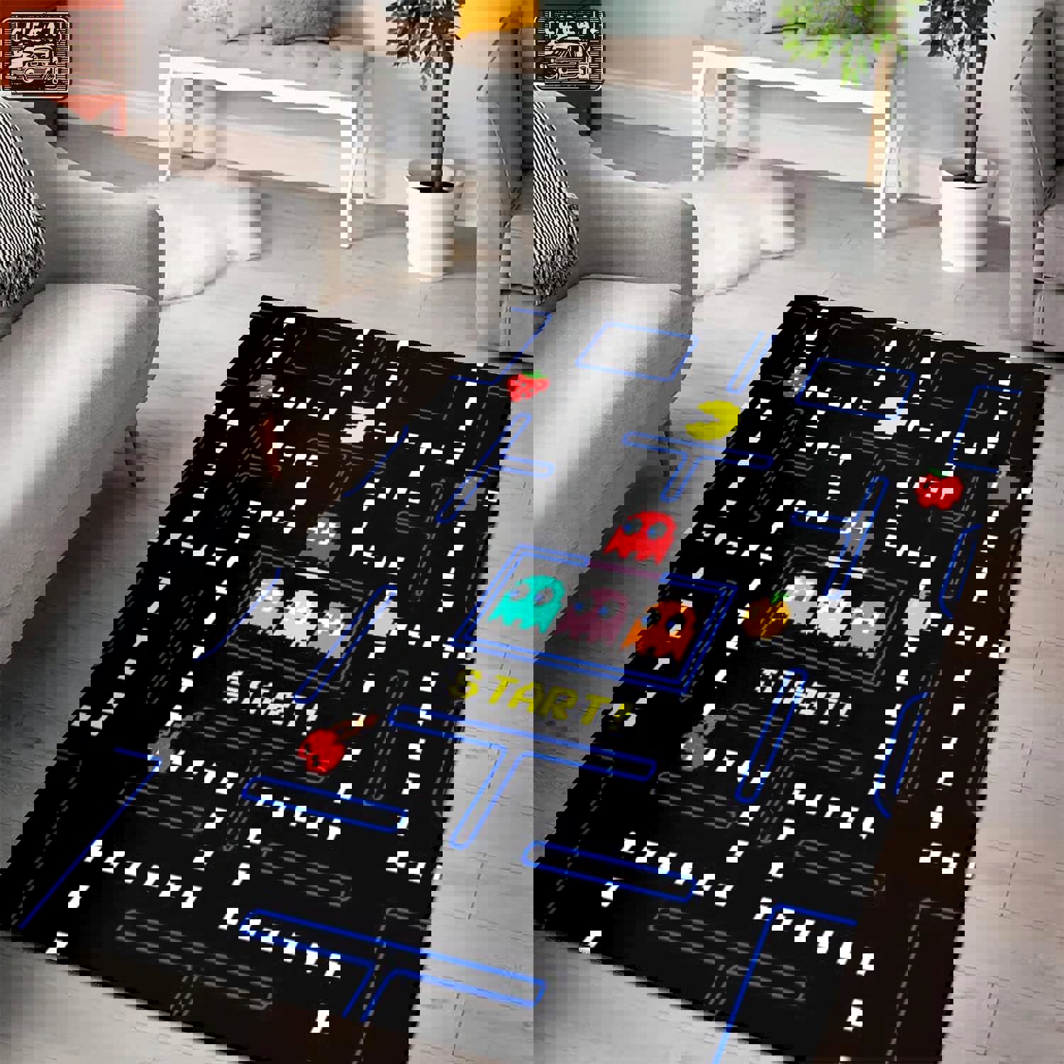 Rugs in living room and bedroom arcade game zone rug Rectangle Rug